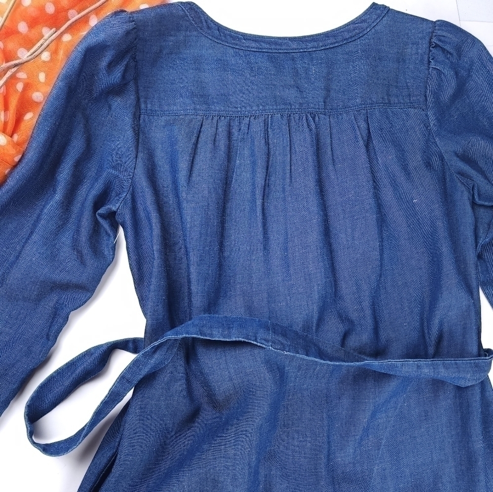 Loft Blue Lyocel Linen Blend Button Down Dress Sz Xs - Picture 9 of 11